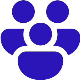 A blue paw print is shown on a green background.